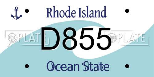 D855 Rhode Island License Plate