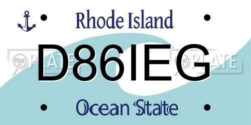 D86IEG Rhode Island License Plate