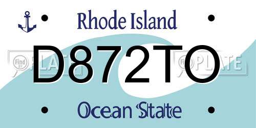D872TO Rhode Island License Plate