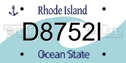 D8752I Rhode Island License Plate