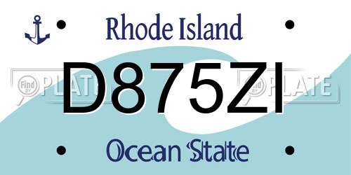 D875ZI Rhode Island License Plate