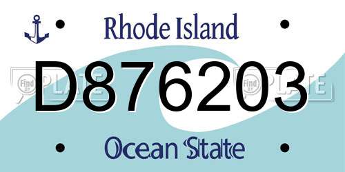 D876203 Rhode Island License Plate