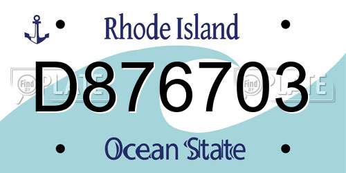 D876703 Rhode Island License Plate