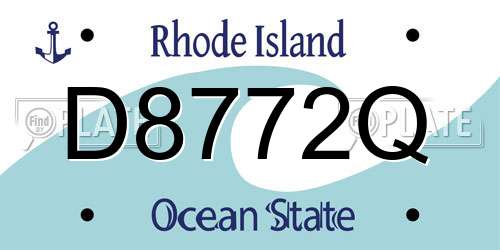 D8772Q Rhode Island License Plate