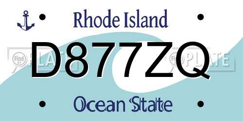 D877ZQ Rhode Island License Plate
