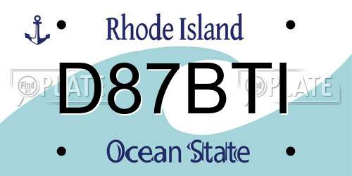 D87BTI Rhode Island License Plate