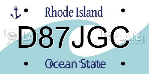 D87JGC Rhode Island License Plate