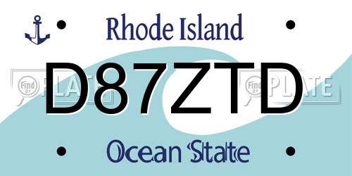 D87ZTD Rhode Island License Plate