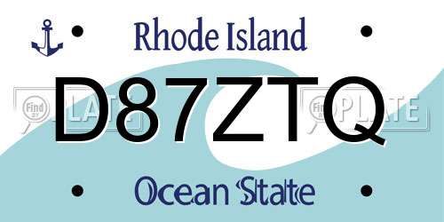D87ZTQ Rhode Island License Plate