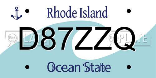 D87ZZQ Rhode Island License Plate