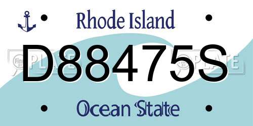 D88475S Rhode Island License Plate