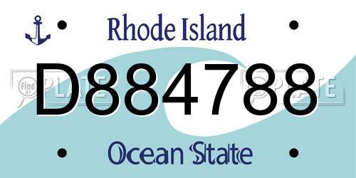 D884788 Rhode Island License Plate
