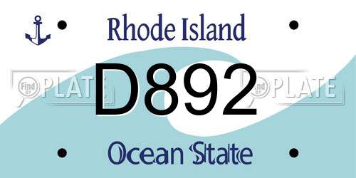 D892 Rhode Island License Plate