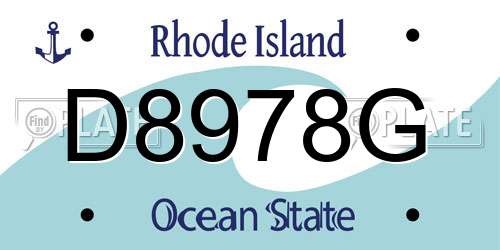 D8978G Rhode Island License Plate