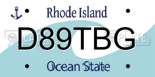 D89TBG Rhode Island License Plate