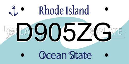 D905ZG Rhode Island License Plate