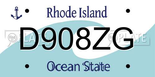 D908ZG Rhode Island License Plate