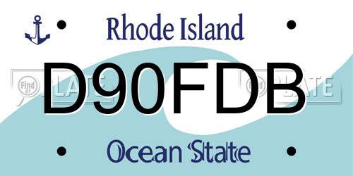 D90FDB Rhode Island License Plate