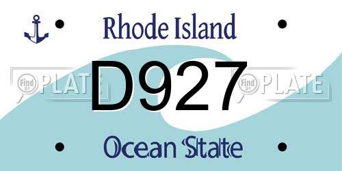D927 Rhode Island License Plate
