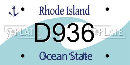 D936 Rhode Island License Plate