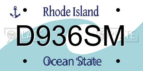 D936SM Rhode Island License Plate