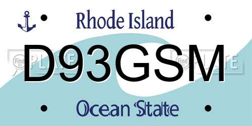D93GSM Rhode Island License Plate