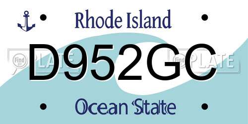 D952GC Rhode Island License Plate