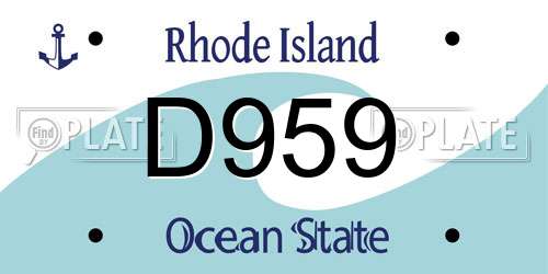 D959 Rhode Island License Plate