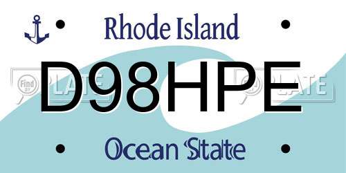 D98HPE Rhode Island License Plate