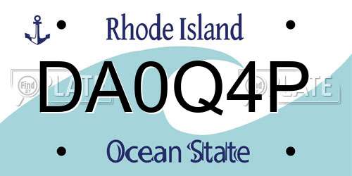 DA0Q4P Rhode Island License Plate