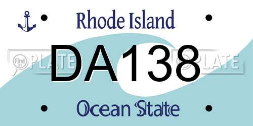 DA138 Rhode Island License Plate