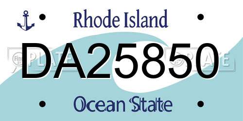 DA25850 Rhode Island License Plate