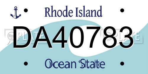 DA40783 Rhode Island License Plate