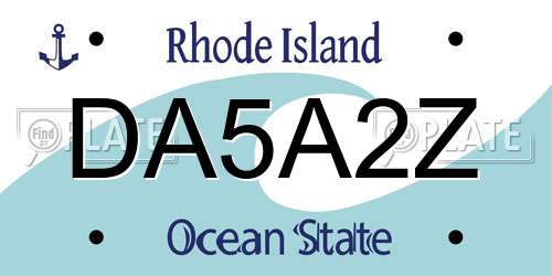 DA5A2Z Rhode Island License Plate