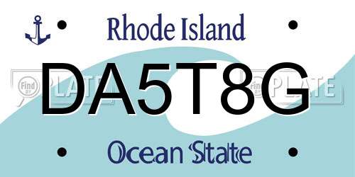 DA5T8G Rhode Island License Plate