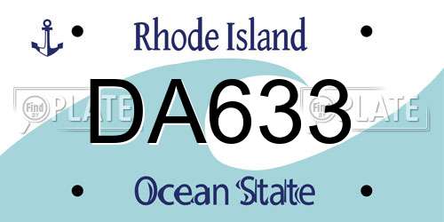 DA633 Rhode Island License Plate