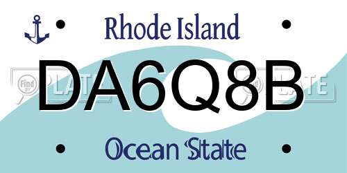 DA6Q8B Rhode Island License Plate