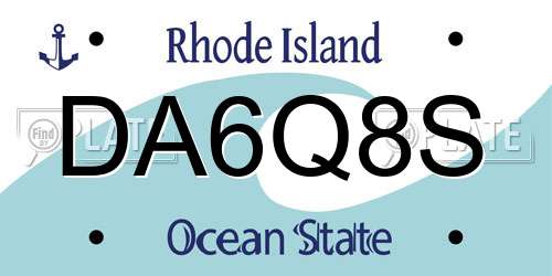 DA6Q8S Rhode Island License Plate