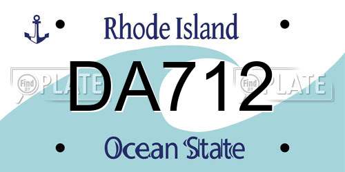 DA712 Rhode Island License Plate