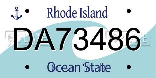DA73486 Rhode Island License Plate