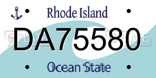 DA75580 Rhode Island License Plate
