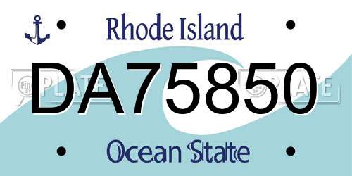 DA75850 Rhode Island License Plate