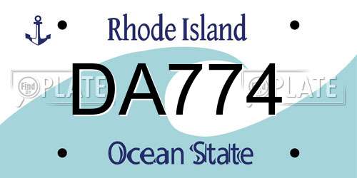 DA774 Rhode Island License Plate