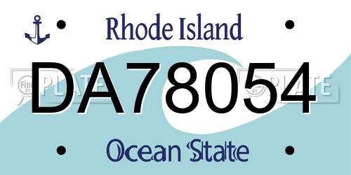 DA78054 Rhode Island License Plate