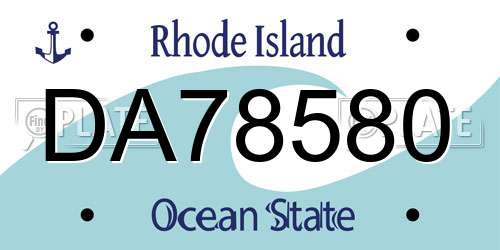 DA78580 Rhode Island License Plate