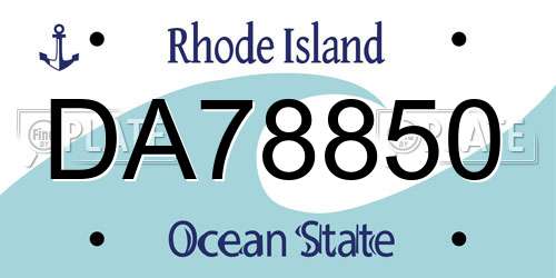 DA78850 Rhode Island License Plate