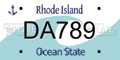 DA789 Rhode Island License Plate
