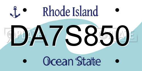 DA7S850 Rhode Island License Plate
