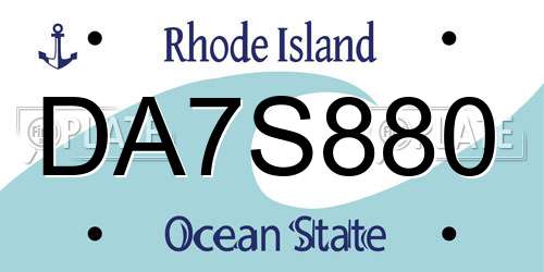 DA7S880 Rhode Island License Plate