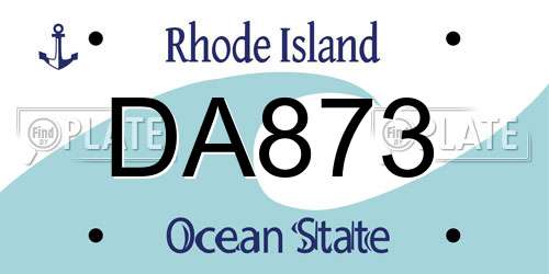 DA873 Rhode Island License Plate